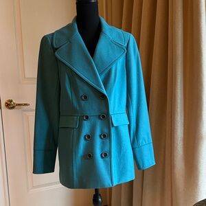 Women's Turquoise Double-Breasted Coat